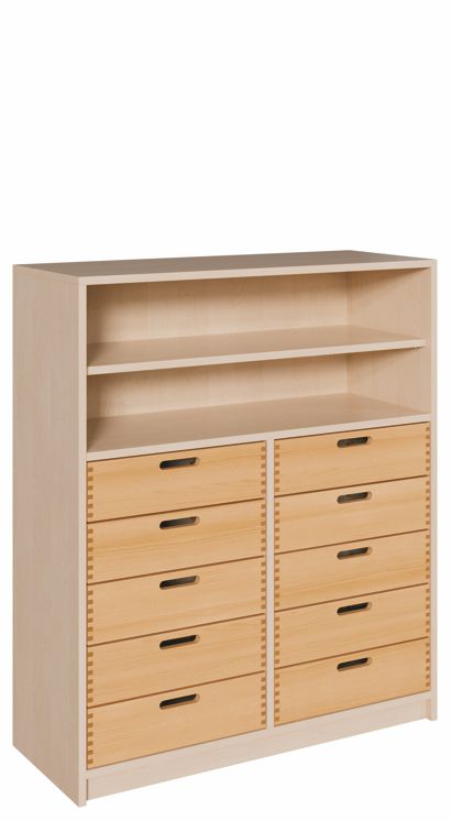 K Kombinationsschrank 120 x 102 cm, 10 Massivholzschübe/Regal